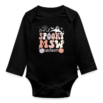MSW Master Of Social Work Halloween Social Worker - Organic Longsleeve Baby Bodysuit - black - Front
