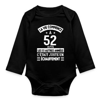 Cadeau anniversaire 52 ans - Body Bébé bio manches longues - noir - Devant