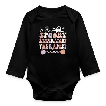 Respiratory Therapist Gifts RT Therapy Halloween - Organic Longsleeve Baby Bodysuit - black - Front