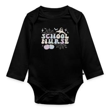 School Nurse Halloween RN School Nursing Gifts - Organic Longsleeve Baby Bodysuit - black - Front