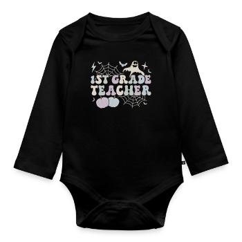 1st Grade Teacher Halloween 1st Team First Grade - Baby Bio-Langarm-Body - Schwarz - Vorne