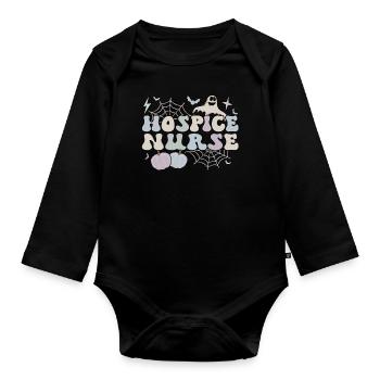 Hospice Nurse Halloween Hospice Nursing Gifts - Organic Longsleeve Baby Bodysuit - black - Front