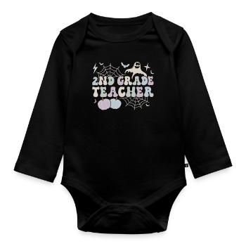2nd Grade Teacher Halloween 2nd Team Second Grade - Organic Longsleeve Baby Bodysuit - black - Front