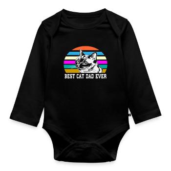 Best cat dad ever best cat dad kitten - Organic Longsleeve Baby Bodysuit - black - Front