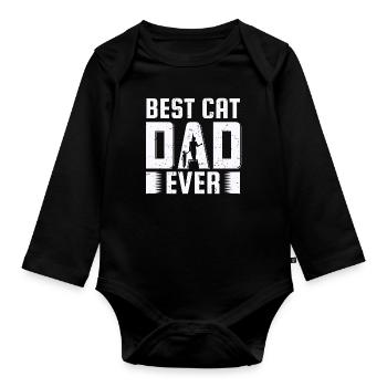 Best cat dad ever best cat dad kitten - Organic Longsleeve Baby Bodysuit - black - Front
