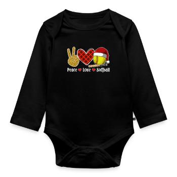 Softball Christmas Softball Player Xmas Party Gift - Baby Bio-Langarm-Body - Schwarz - Vorne