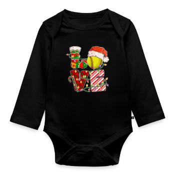 Softball Christmas Softball Player Xmas Party Gift - Baby Bio-Langarm-Body - Schwarz - Vorne