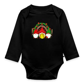 Softball Christmas Gifts Softball Player Xmas - Organic Longsleeve Baby Bodysuit - black - Front