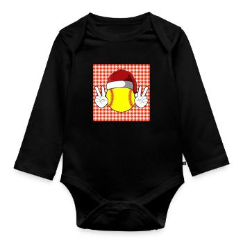 Softball Xmas Softball Player Christmas Gift - Baby Bio-Langarm-Body - Schwarz - Vorne