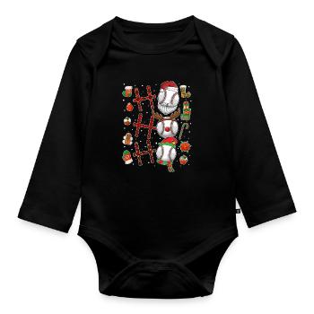 Baseball Christmas Baseball Player Xmas Party - Baby Bio-Langarm-Body - Schwarz - Vorne