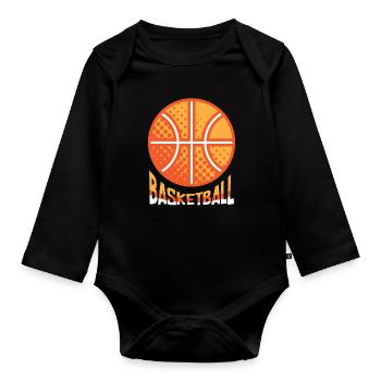 Basketball basketball hoop throwing basketball players - Organic Longsleeve Baby Bodysuit - black - Front
