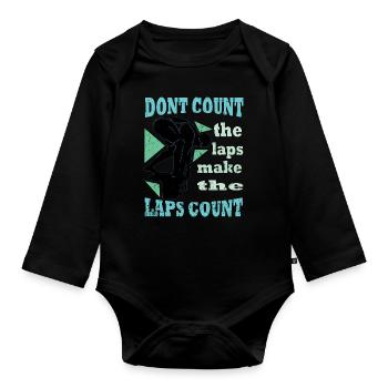 Swimmers Swim 50 meter track breaststroke - Organic Longsleeve Baby Bodysuit - black - Front