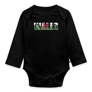 Wales Rugby - Organic Longsleeve Baby Bodysuit - black - Front