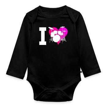 Drum Kit Men Women Percussionist Drummer - Organic Longsleeve Baby Bodysuit - black - Front