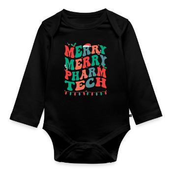 Pharmacy Technologist Christmas Pharmacy Tech Xmas - Organic Longsleeve Baby Bodysuit - black - Front