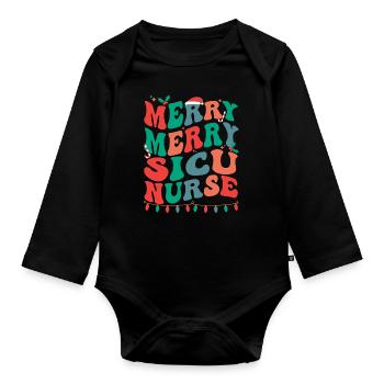 SICU Nurse Christmas Chirurgie ICU Nursing Xmas - Body Bébé bio manches longues - noir - Devant