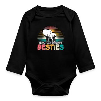 Mère et fille Cadeau d’amour de la fête des mères - Body Bébé bio manches longues - noir - Devant