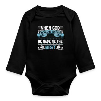 Best son family boy - Organic Longsleeve Baby Bodysuit - black - Front