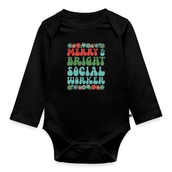 Social Worker Christmas Social Workers Xmas Gifts - Baby Bio-Langarm-Body - Schwarz - Vorne