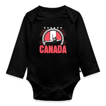 Canada Maple Leaf Country - Organic Longsleeve Baby Bodysuit - black - Front
