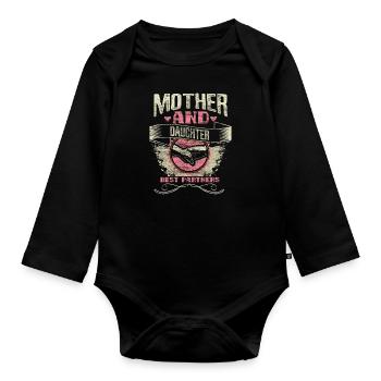 Mutter Tochter Beste Freunde Eltern - Baby Bio-Langarm-Body - Schwarz - Vorne