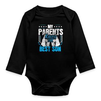 Sohn Familie Junge Geschenkidee - Baby Bio-Langarm-Body - Schwarz - Vorne