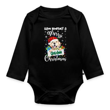 Golden Retriever Christmas Golden Dog Xmas Gifts - Organic Longsleeve Baby Bodysuit - black - Front
