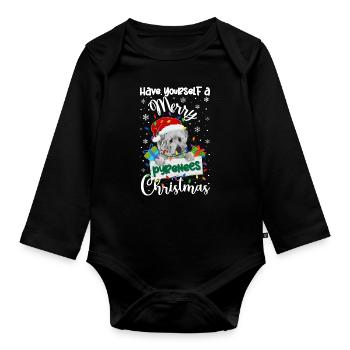Great Pyrenees Weihnacht Goldener Hunde Geschenk - Baby Bio-Langarm-Body - Schwarz - Vorne