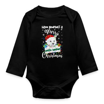 Westie Christmas Golden Dog Gift - Organic Longsleeve Baby Bodysuit - black - Front