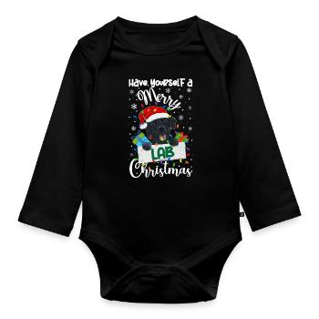 Cadeau de chien d’or de Noël Labrador - Body Bébé bio manches longues - noir - Devant