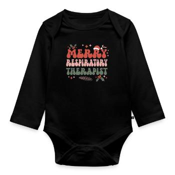 Respiratory Therapist Christmas RT Therapy Xmas - Baby Bio-Langarm-Body - Schwarz - Vorne