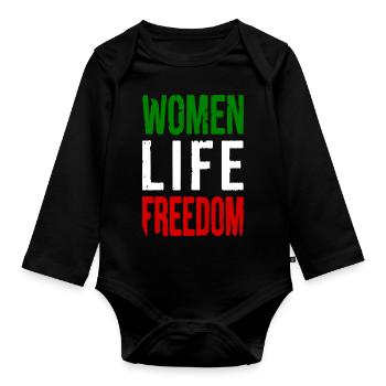 Women life freedom - Body Bébé bio manches longues - noir - Devant