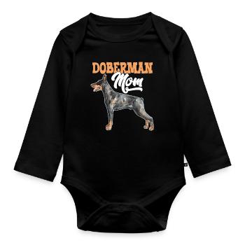 Doberman Dog Doberman Mom - Organic Longsleeve Baby Bodysuit - black - Front