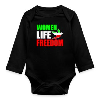Women life freedom - Body Bébé bio manches longues - noir - Devant