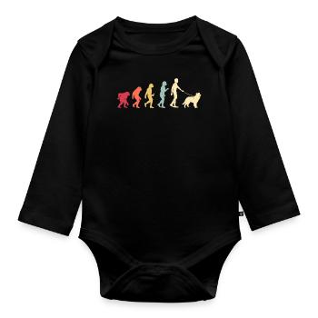 Border Collie Dog - Organic Longsleeve Baby Bodysuit - black - Front