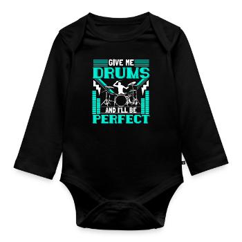 Drums Heavy Metal Drum Gift - Organic Longsleeve Baby Bodysuit - black - Front