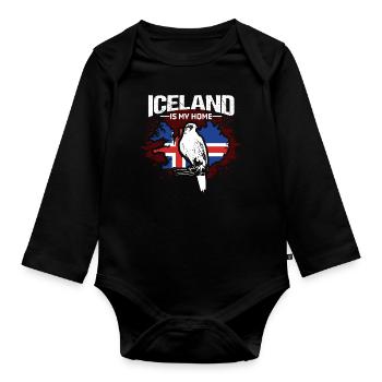 Fierté de l’île d’Islande - Body Bébé bio manches longues - noir - Devant