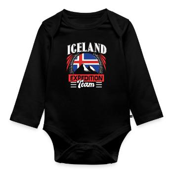 Iceland Gift - Organic Longsleeve Baby Bodysuit - black - Front