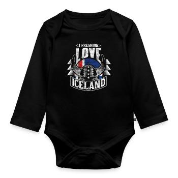 Cadeau de l’État viking d’Islande - Body Bébé bio manches longues - noir - Devant