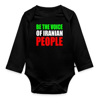 Be the voice of iranian people - Organic Longsleeve Baby Bodysuit - black - Front