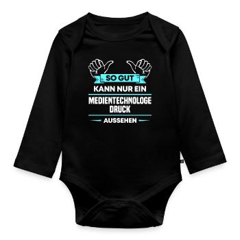 Medientechnologe Druck Design für stolze Profis - Baby Bio-Langarm-Body - Schwarz - Vorne