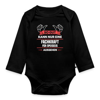 Fachkraft Speiseeis Design für stolze Handwerker - Baby Bio-Langarm-Body - Schwarz - Vorne