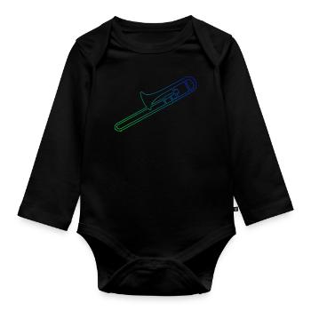 Jazz Posaunist Posaune Jazz Posaune Damen - Baby Bio-Langarm-Body - Schwarz - Vorne