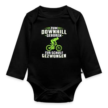 Zum Downhill Geboren Zur Schule gezwungen - Baby Bio-Langarm-Body - Schwarz - Vorne