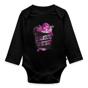 Anti-fascist angel - Organic Longsleeve Baby Bodysuit - black - Front