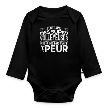 Volleyball coach Entraineur coach Volleyball !! - Body Bébé bio manches longues - noir - Devant