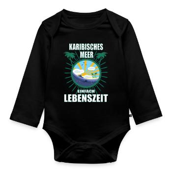 Karibisches Meer - einfach Lebenszeit - Baby Bio-Langarm-Body - Schwarz - Vorne