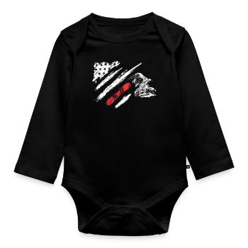 Snowboard in Amerika Flagge - Baby Bio-Langarm-Body - Schwarz - Vorne