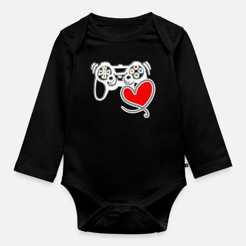 Game Console Gamer Valentine's Day gift - Body Bébé bio manches longues - noir