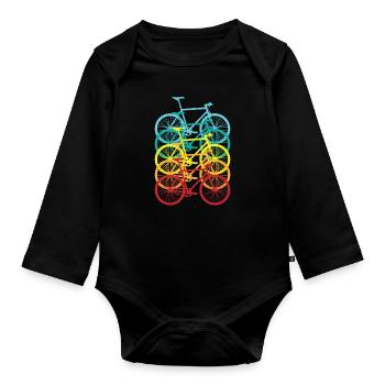Retro Bike T-Shirt Vintage Bicycles - Organic Longsleeve Baby Bodysuit - black - Front